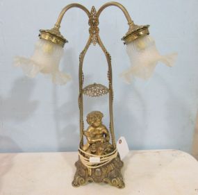 Brass Colored Portrait Two Arm Lamp