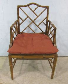 Bamboo Style Wood Arm Chair