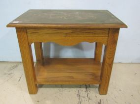Oak Side Table with Painted Top