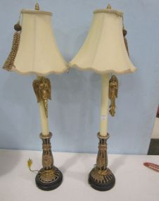 Pair of Porcelain Gold Painted Table Lamps