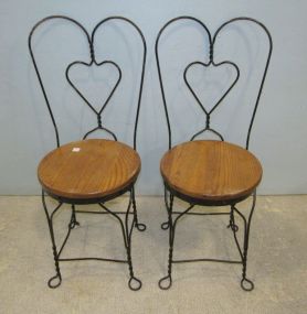Pair of Black Painted Ice Cream Parlor Chairs