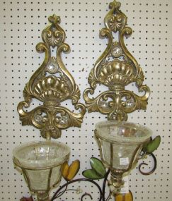 Pair of Resin Gold Antiqued Wall Sconces