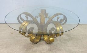Gold Metal Round Glass Top Table