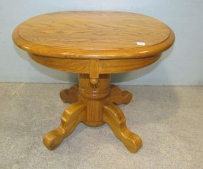 Oval Oak Pedestal Side Table