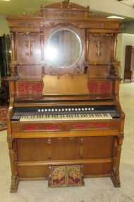 Ornate Oak Antique Organ