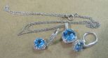 Blue Topaz 925 Earrings and Necklace