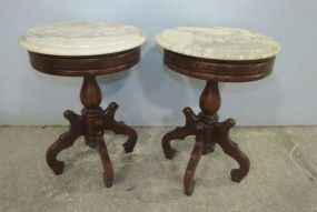 Pair of Victorian Style Marble Top Stands