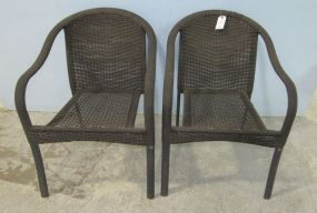 Pair of Dark Brown Wicker Arm Chairs