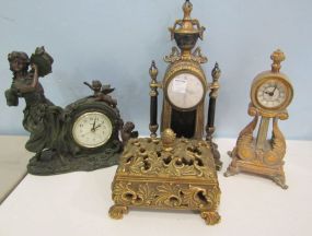 Resin Gold and Bronzed Clocks and Box