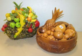 Decor Wood Fruit, Bowl, and Majalica style planter
