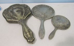 Three Silver plate Hand Mirrors