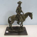 Bronze Cowboy Riding Horse Statue