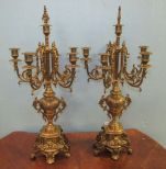 Pair of Ornate Brass Candelabras