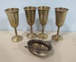 Four International Sterling Cordials and Sterling Drainer