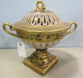 Satsuma Style Hand Painted Covered Compote