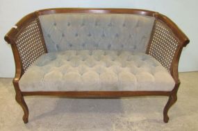 Contemporary Upholstered Cane Side Settee