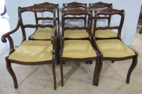 Six Vintage Rose Carved Mahogany Duncan Phyfe Dining Chairs