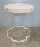 White Table with Lucite Legs