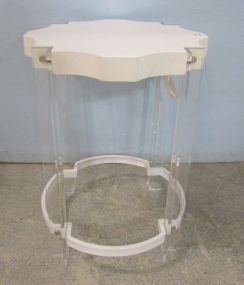 White Table with Lucite Legs