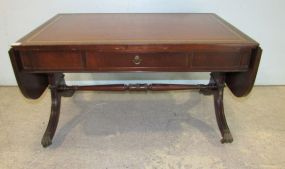 Colony Tables Co. Leather Top Drop Side Coffee Table
