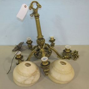 1920s Brass Alabaster Chandlelier