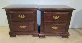 Pair of Mahogany Finish Two Drawer Night Stands