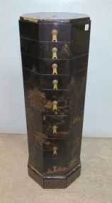 Black Lacquer Chinese Jewelry Cabinet