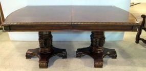 Double Pedestal Banded Dining Table