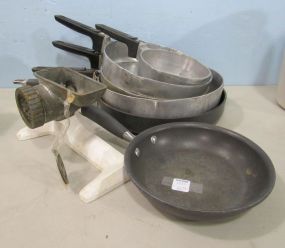 Group of Cooking Pans and Grinder