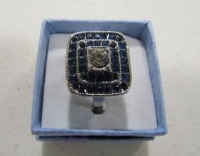 Square Shape Ring with Large Clear Center Stone