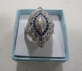 Pear Shape Ring with Clear and Blue Stones