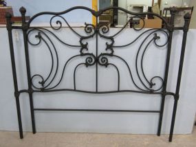 Distressed Wrought Iron Queen Head Board