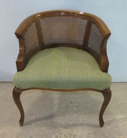 Cane Back Upholstered Club Chair