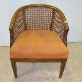 Cane Back Upholstered Club Chair