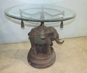 Elephant Pedestal Base Glass Table