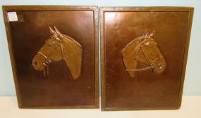 Pair of Copper Horse Head Wall Plaques