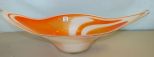 Large Orange and White Art Glass Bowl