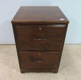 Stained Pine Two Drawer File Cabinet