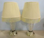 Matching Brass Plated and Glass Lamps