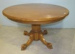 Round Oak Claw Foot Pedestal Table