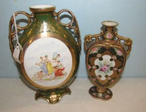 Austria Victoria Carlsbad Vase and Hand Painted Gold Vase