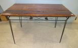 Old Wood Top Iron Base Table