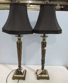 Pair of Resin Bamboo Table Lamps