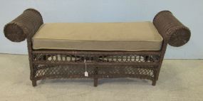 Painted Brown Wicker Window Bench