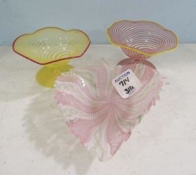 Two Venetian Glass Nut Dishes and Small Candy Dish