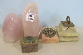 Group of Marble Trinket Boxes and Quarts