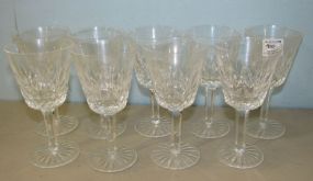 Nine Waterford Lismore Wine Glasses