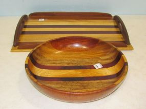 Two Wood Bowl and Tray