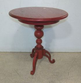 Red Painted Pedestal Lamp Table