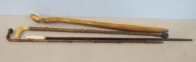 Four Collectible Wood Canes